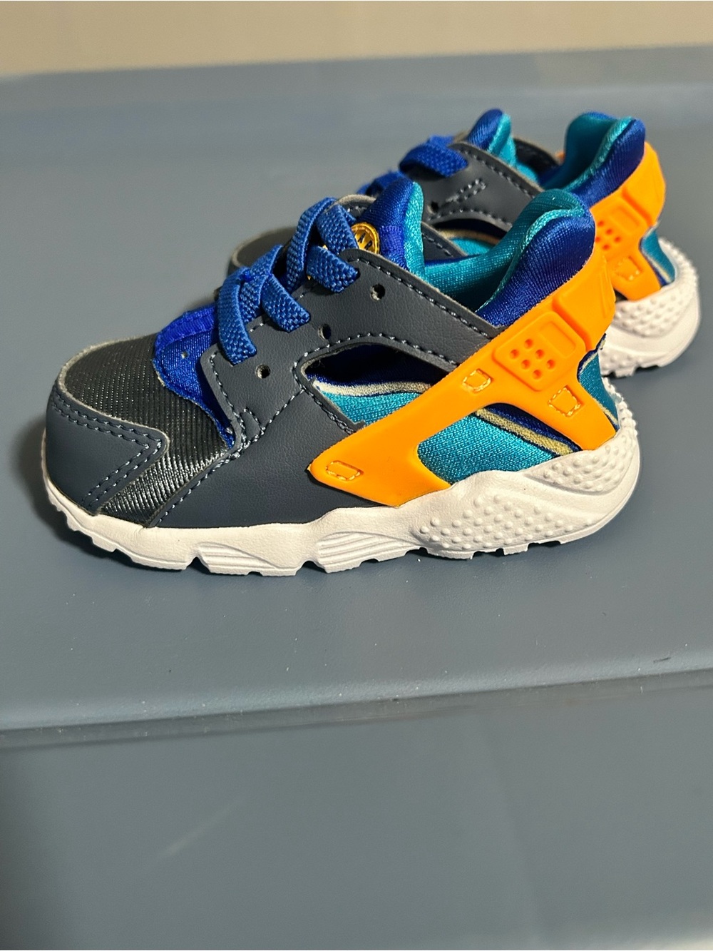 Nike Huarache Kids Navy, Blue & Orange Athletic Sneakers